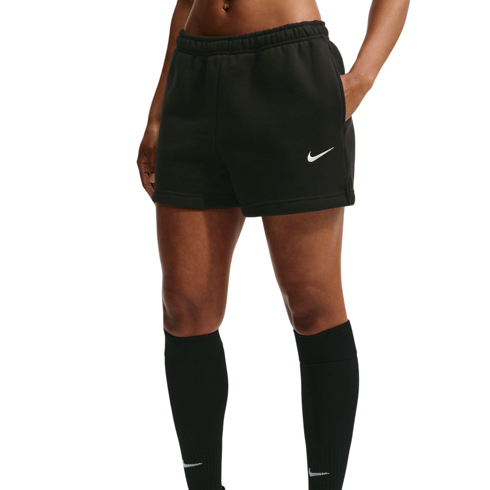 Nike Women's Studio Fleece Medium Weight Mid-Rise Shorts - Black/Off-White - BLACK/OFF-WHITE